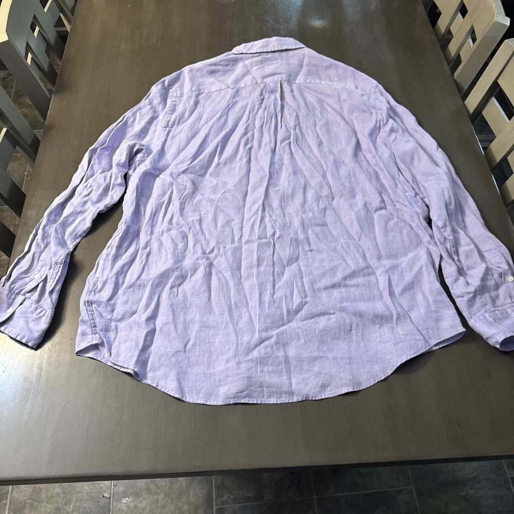 Polo Ralph Lauren Purple LINEN Long Sleeve Relax Fit Button Down Shirt - Picture 4 of 8